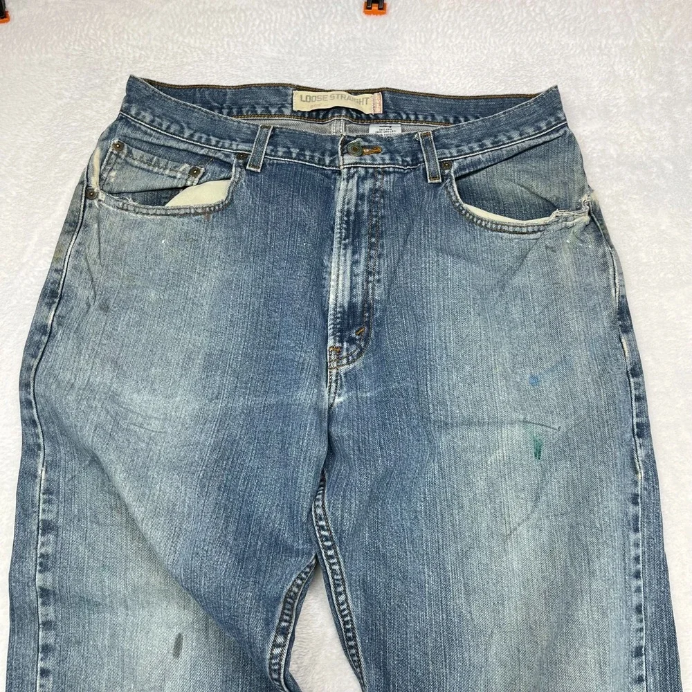 Levi's 569‎ Loose Straight Jeans Men's Blue Denim Cotton Zip Fly Y2K - 34X30.5